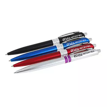 Авторучка шариковая синяя "Альфа", матовый корпус, мет.клип и вставка, пластик, 4 цв. корпуса