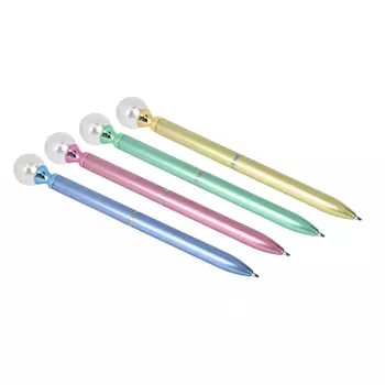 Авторучка шариковая синяя, с наконечником в форме жемчужины, поворот.механизм, пластик, 4 цв.корпуса