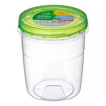 Банка для хранения продуктов пластиковая с завинчивающейся крышкой, 1,3л, Полимербыт, 443