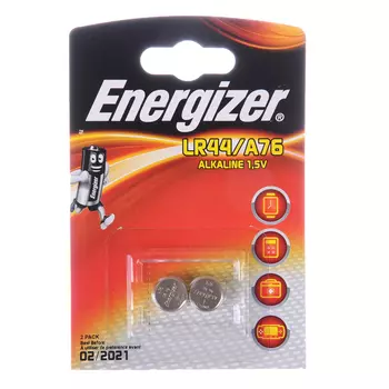 Батарейки, 2 шт, LR44 (G13) щелочная, BL, Energizer