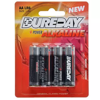Батарейки Dureday Classic 4 шт, щелочная, тип AA(LR6), 1,5В