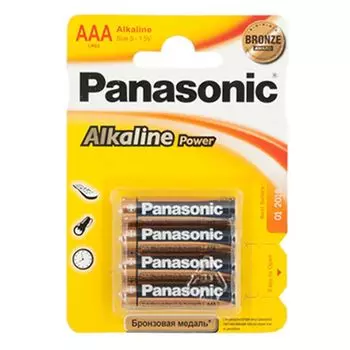 Батарейки Panasonic 4шт "Alkaline" щелочная, тип AAA (LR03), BL