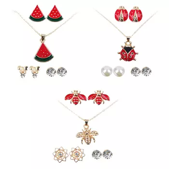 BERIOTTI Набор 4пр.:подвеска на цепи 40-45см, серьги 3 пары,биж.сплав, 3 дизайна, 7+, БЖ18-40