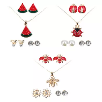 BERIOTTI Набор 4пр.:подвеска на цепи 40-45см, серьги 3 пары,биж.сплав, 3 дизайна, 7+, БЖ18-40