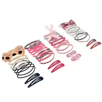 BERIOTTI Набор аксессуаров для волос 10шт, полиэстер, металл, заколки 4-5см, резинки d5см, 4 дизайна