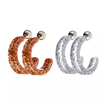 BERIOTTI Серьги, биж.сплав, акрил, 4см, 2 цвета, БЖ18-08