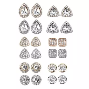 BERIOTTI Серьги-гвоздики, биж.сплав, 1-1,3см, 6 дизайнов, БЖ18-20