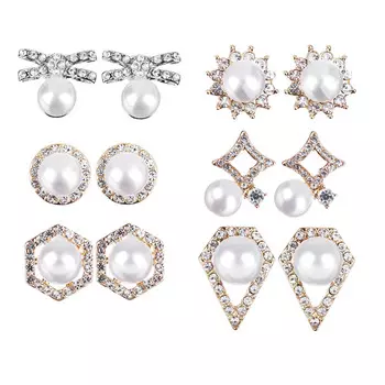 BERIOTTI Серьги-гвоздики, биж.сплав, 1-1,3см, 6 дизайнов, БЖ18-21