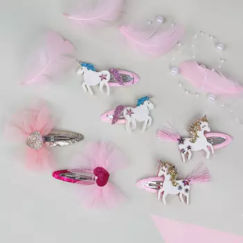 BERIOTTI Заколка клик-клак 2шт, 4,6см, полиэстер, биж.сплав, 3 дизайна, ПР