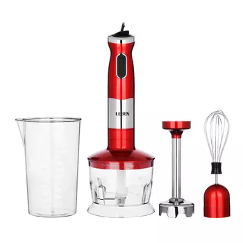 Блендер погружной LEBEN 800 Вт, стакан/чоппер/венчик, красный 269-029