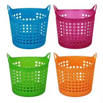 Блок для хранения мелочей, пластик, 10,5x10,5 см, 4 цвета, "Корзина с ручками"
