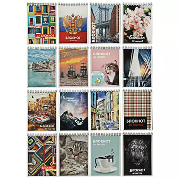 Блокнот А6 ClipStudio, 40 листов, офсет, обложка картон, спираль, в клетку, 16 дизайнов