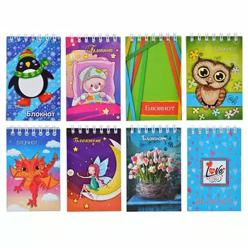 Блокнот А7 40 листов в клетку, 7 дизайнов