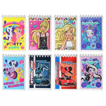 Блокнот А7 40л., офсет, обложка картон, спираль, клетка, УФ лак "Лицензии"