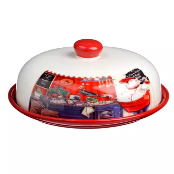 Блюдо для блинов с крышкой керамическое 25х25х10 см, MILLIMI "Повар"