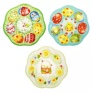 Блюдо-подставка для 7 яиц, 20см, стекло, 3 дизайна