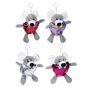 Брелок мягкий с пайетками СНОУ БУМ 16 см, полиэстер, 4 цвета, арт 2208