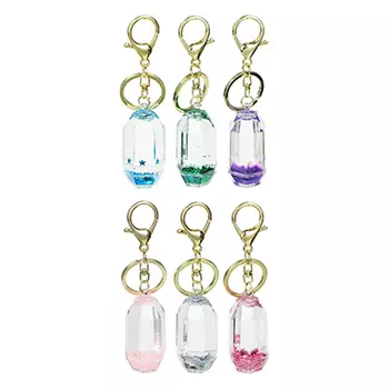 Брелок с наполнителем звездочки, пластик, металл, 6 цветов