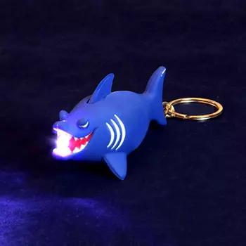 Брелок в форме акулы, свет, звук, пластик, 10-11см
