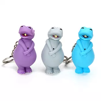 Брелок в форме бегемота, свет, звук, пластик