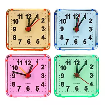 Будильник, пластик, 5,7х5,5х2,7 см, 1хАА, 4 цвета