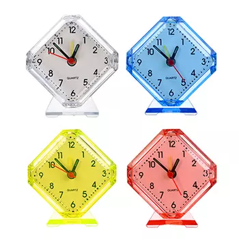 Будильник, пластик, 8,5 см, 1хАА, 4 цвета