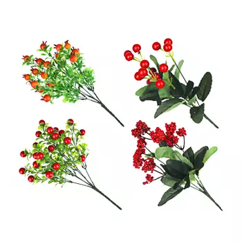 Букет искусственный, пластик, полиэстер, 28-32см, "Ягодный", 4 дизайна
