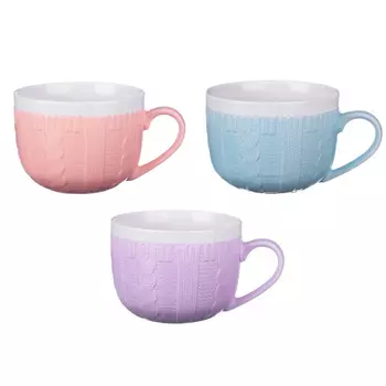 Бульонница 440мл, керамика, 3 цвета, "Вязание"