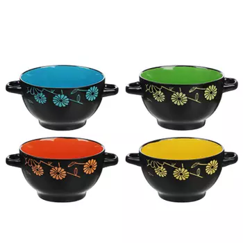 Бульонница 550 мл, керамика, 4 цвета