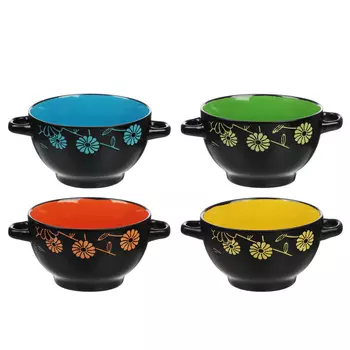 Бульонница 550 мл, керамика, 4 цвета