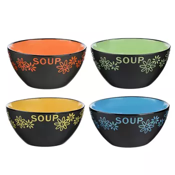 Бульонница 700 мл, керамика, 4 цвета