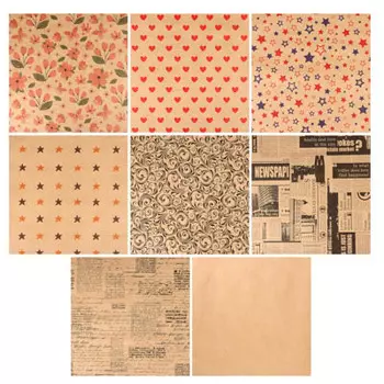 Бумага упаковочная 69х100 см, крафт, 15 дизайнов