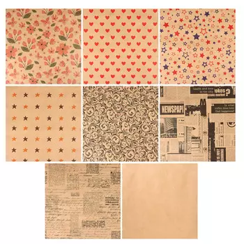 Бумага упаковочная 69х100 см, крафт, 15 дизайнов