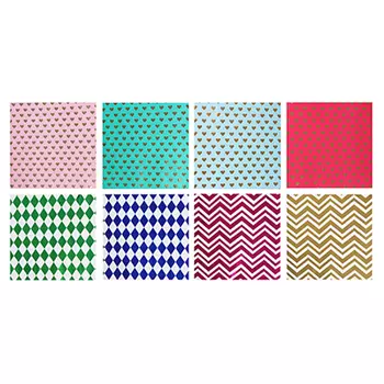 Бумага упаковочная, мелованная с блестящим слоем, 53х75 см, 8 цветов