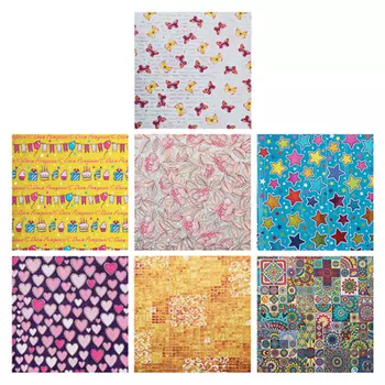 Бумага упаковочная мелованная с блестящим слоем, 67,2 см х 99 см, 10 дизайнов