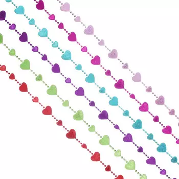 Бусы декоративные СНОУ БУМ 200 см, с сердечками, 6 цветов