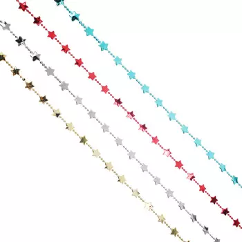 Бусы декоративные со звездочками СНОУ БУМ 200см, пластик, 4 цвета VG3, VB4, VR1, VS