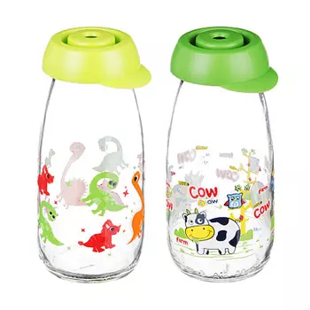 Бутылка с соломинкой HEREVIN 250 мл, стекло, 2 дизайна