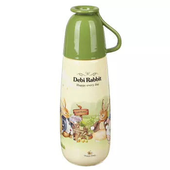 Бутылочка с кружкой, пластик, 650 мл, "Зайчата"