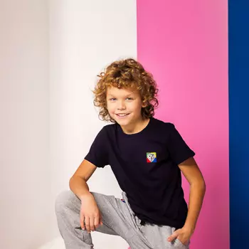 BY Basic Футболка детская, хлопок, цвет темно-синий, размер 116