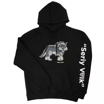 BY Джемпер (худи) "Серый Волк" черная, размер M, 80% хлопок, 20% полиэстер