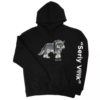 BY Джемпер (худи) "Серый Волк" черная, размер XL, 80% хлопок, 20% полиэстер