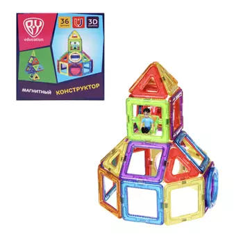 BY Education Конструктор магнитный "Космический корабль", 36 деталей, PS, ABS, 23х23х7см
