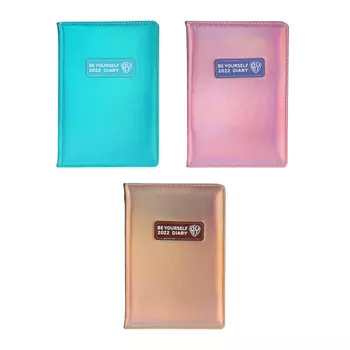 BY Ежедневник на 2022 "Лазер" А5,352стр, тв.обл.с поролоном, "зеркальный" ПУ, цв.срез, нашивка, 3цв.