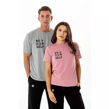 BY Футболка мужская с принтом, хлопок, размеры S-XXL, цвет серый