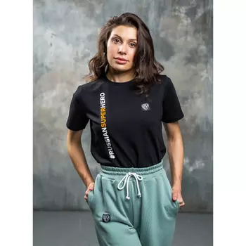 BY Футболка женская с принтом, хлопок, размеры XS-XL, цвет черный