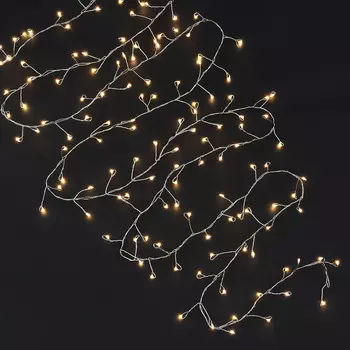 BY Эл.гирлянда мишура "Нежные искорки", н/росы медь, 3м,160LED,белый, пост.свеч., серебро,3хАА