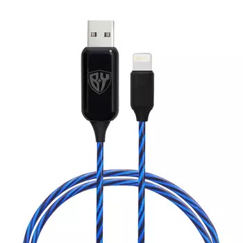 BY Кабель для зарядки Cветящийся Рыжий iP, 1м, 2.4А, быстрая зарядка, LED подсветка