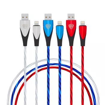 BY Набор кабелей для зарядки Светящийся, 3 шт. iP, 1м, 2.4А