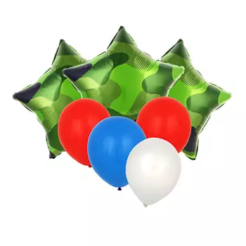 BY Набор воздушных шаров 7 шт, фольга 18", латекс 12", камуфляж